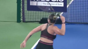 Watch furious Aryna Sabalenka throw racquet just past ballboy in wild outburst moments before losing Jess Pegula