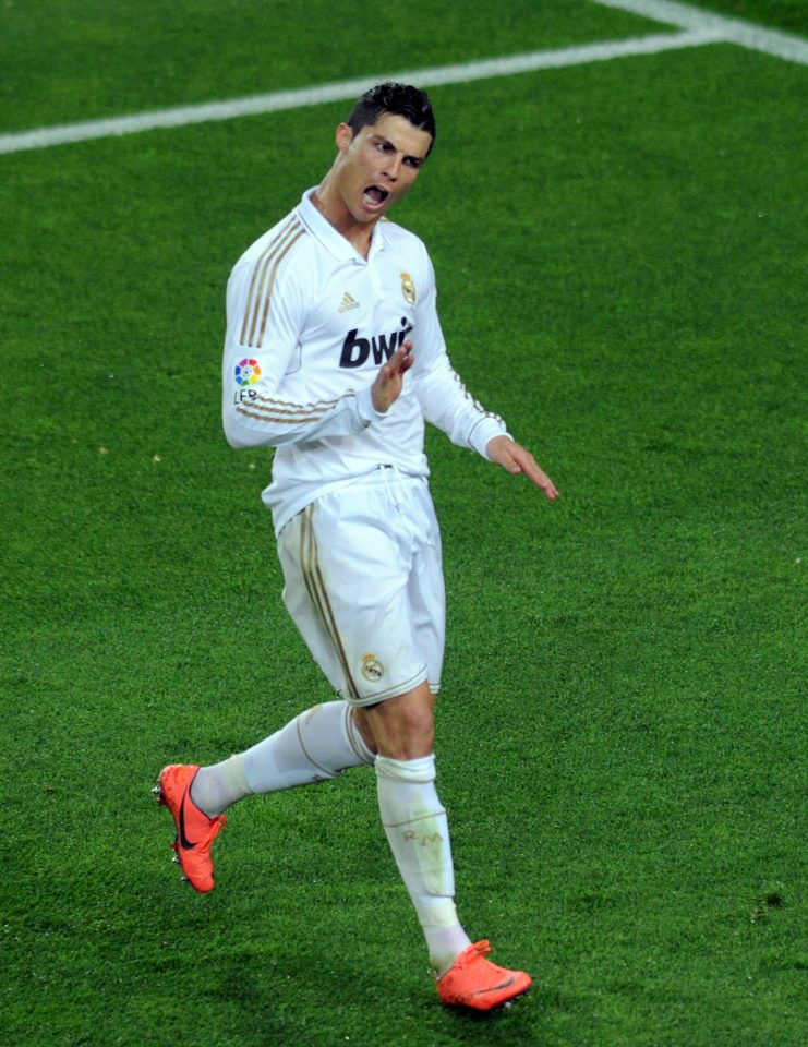 Cristiano Ronaldo celebrating a goal for Real Madrid.