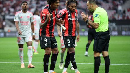 Referee STOPS top-flight match after mishearing fans’ chants before apologising for ‘unacceptable’ decision