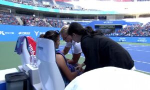 Emma Raducanu forced to retire from Wuhan Open clash after having blood pressure checked by doctor on court