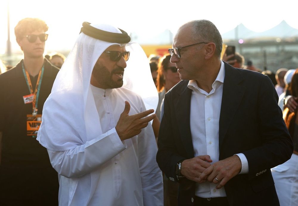 Mohammed ben Sulayem, FIA President and Stefano Domenicali, CEO of the Formula One Group on the grid 