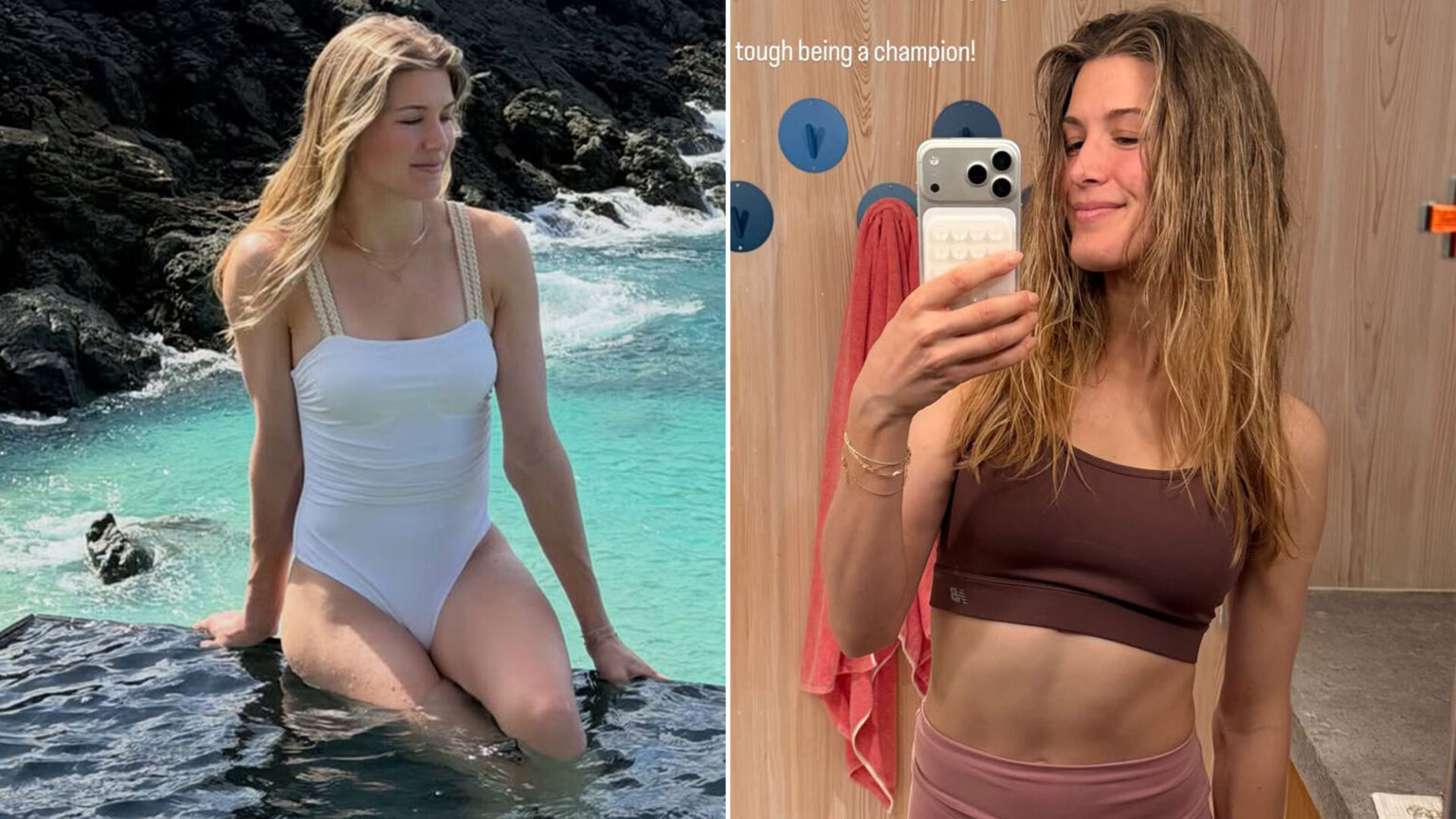 Former Wimbledon finalist Eugenie Bouchard gets soaked in champagne after becoming ‘tipsy tennis champion’