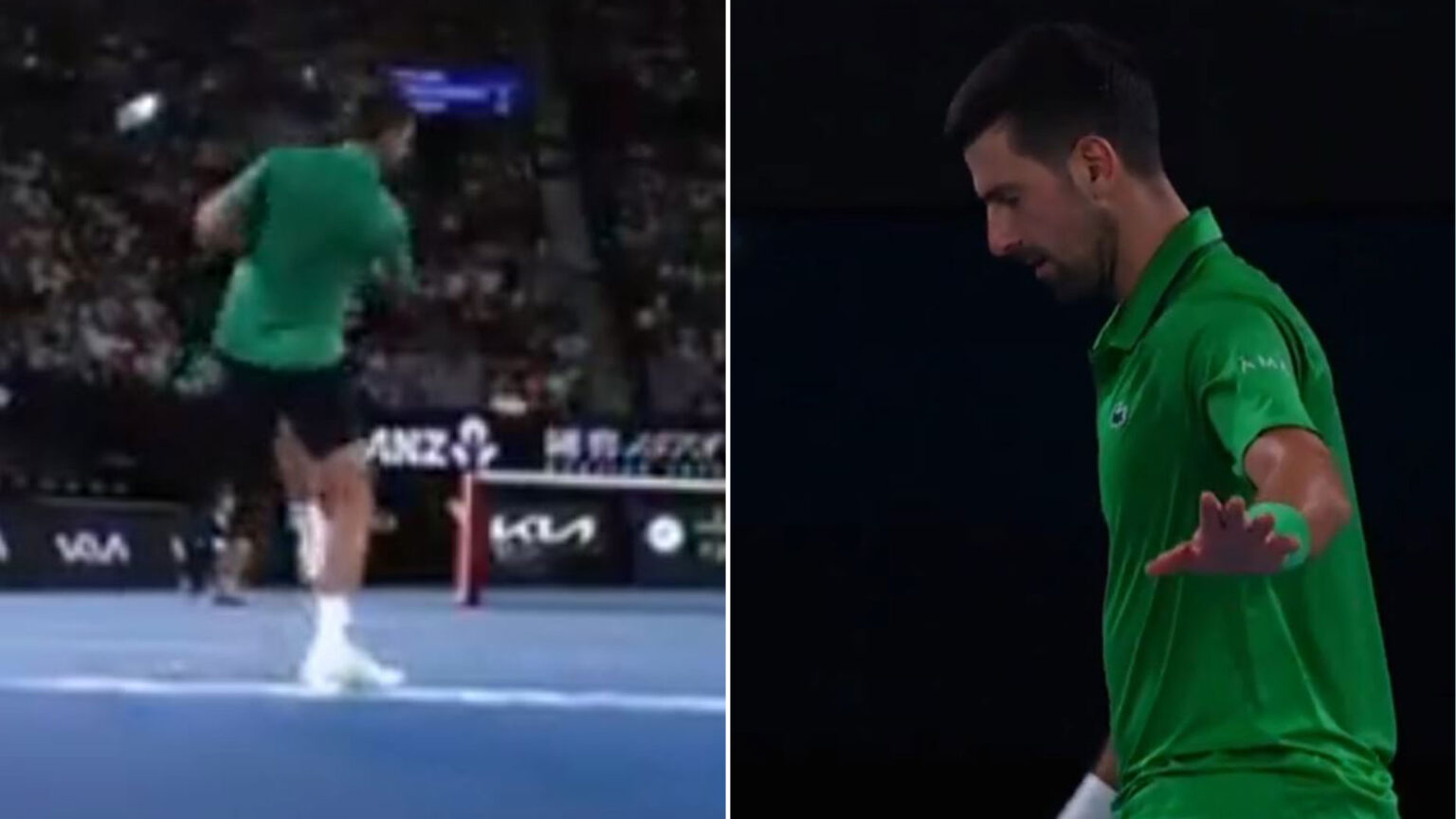 Novak Djokovic inches away from Australian Open disqualification after smashing ball at ball girl