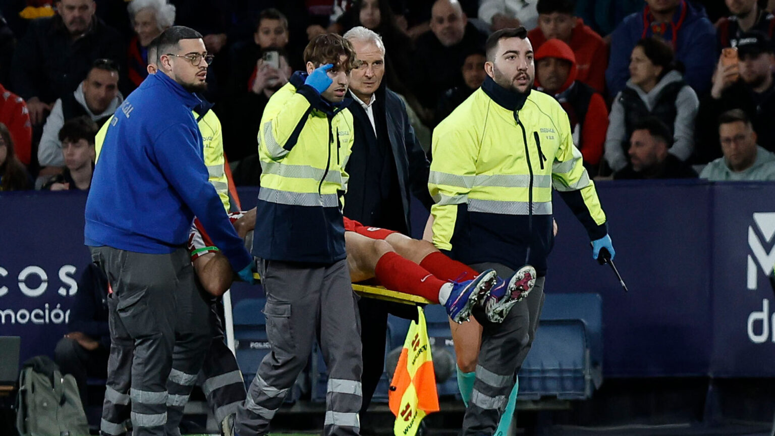 Dramatic moment former Premier League star, 30, rushed to hospital in ambulance after sickening clash of heads