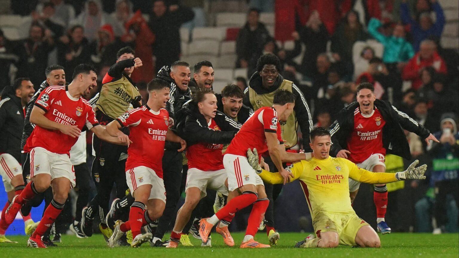 Jose Mourinho hugs ballboy in wild scenes as Benfica KEEPER scores last-gasp goal to send them through vs Real Madrid