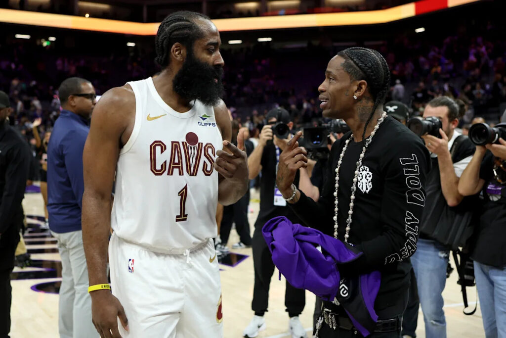 Travis Scott crashes new Cavalier James Harden’s postgame interview