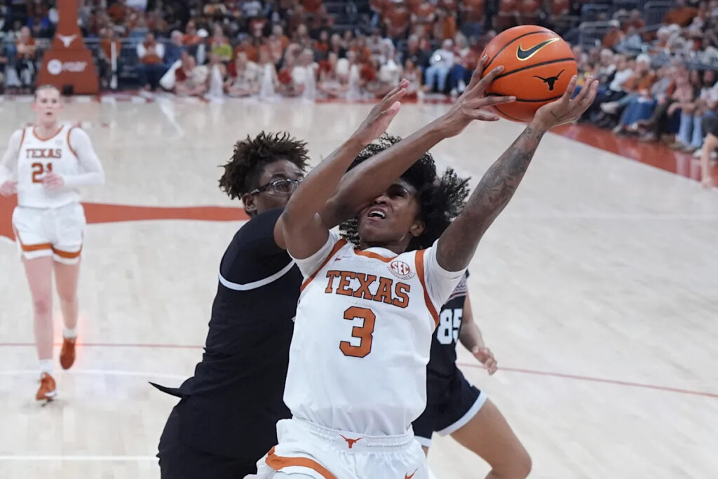 Madison Booker scores 23 points and No. 4 Texas routs Mississippi State 92-42