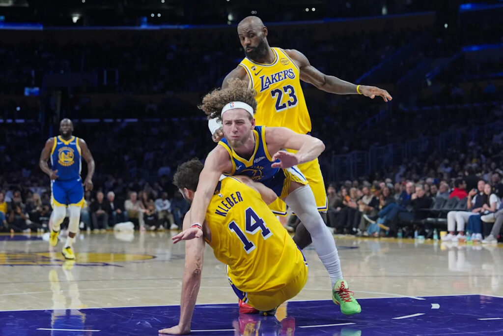 LeBron James has 20 points, 10 assists to lead Luka-less Lakers past Warriors