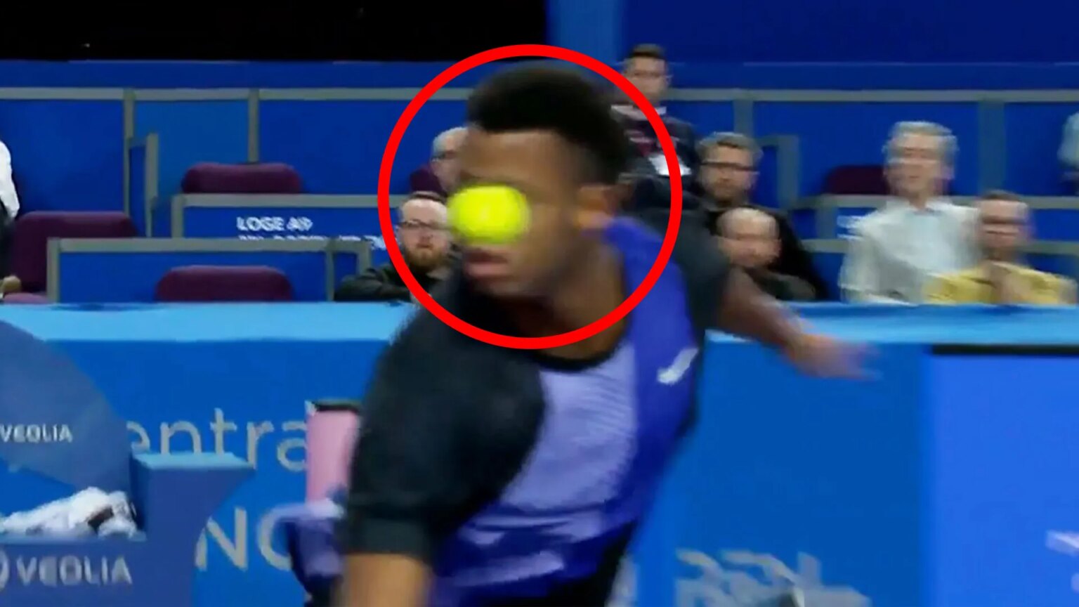 Sickening moment tennis star forced to RETIRE from match after smashing ball into his own eye in freak accident