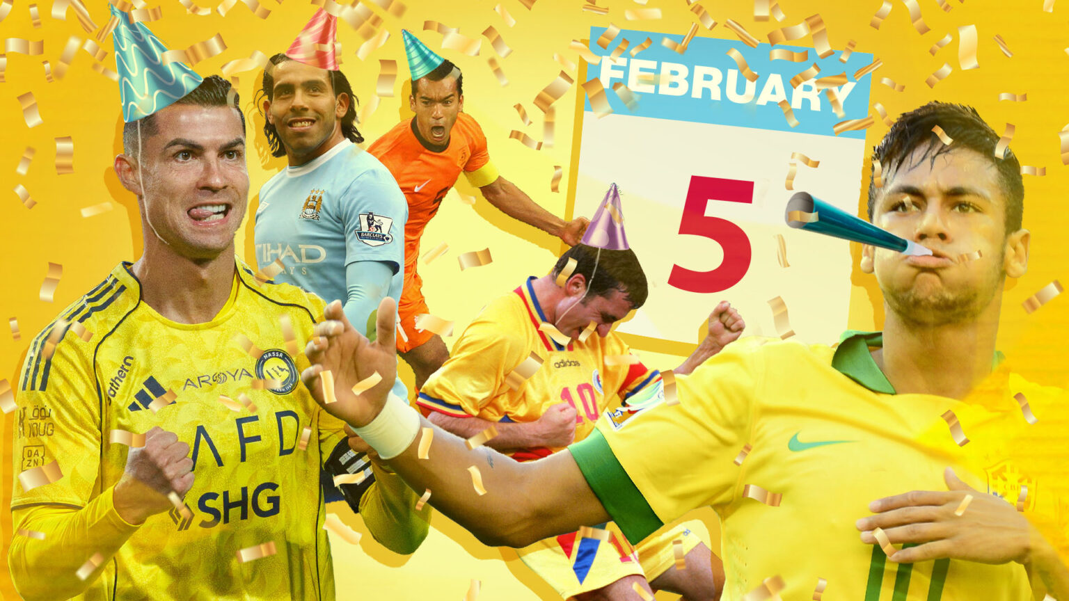 Cristiano Ronaldo, Neymar, Carlos Tevez and Gheorghe Hagi share a birthday