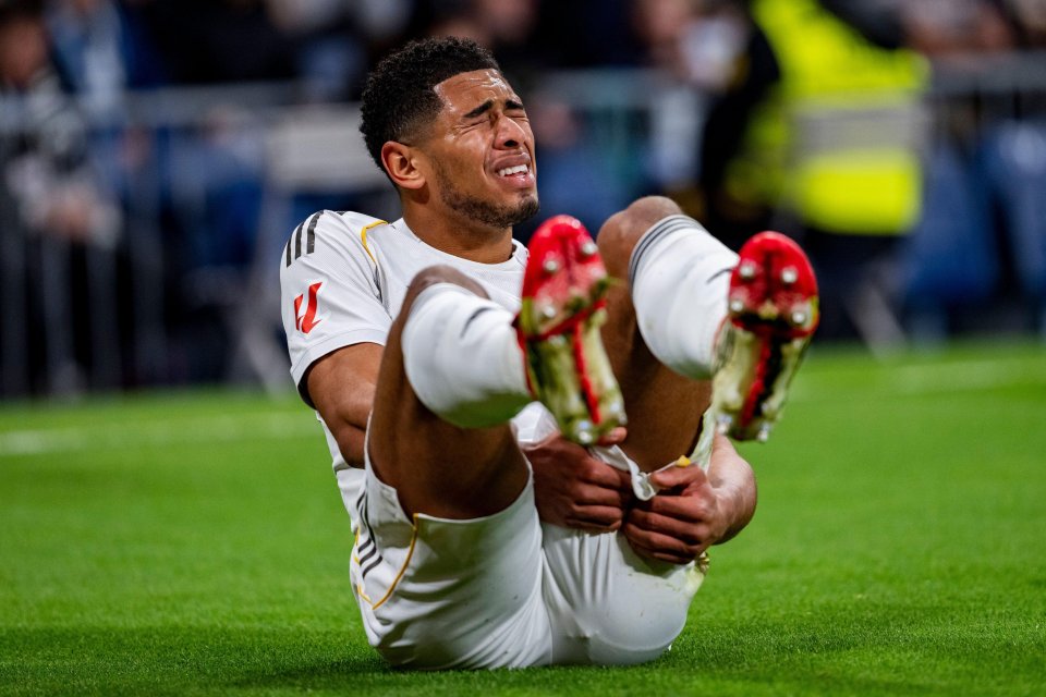 February 1, 2026, Madrid, Madrid, Spain: Jude Bellingham of Real Madrid is seen injured on the ground during the LaLiga EA Sports football match between Real Madrid CF and Rayo Vallecano de Madrid at Estadio Bernabeu in Madrid, Spain, on February 01,