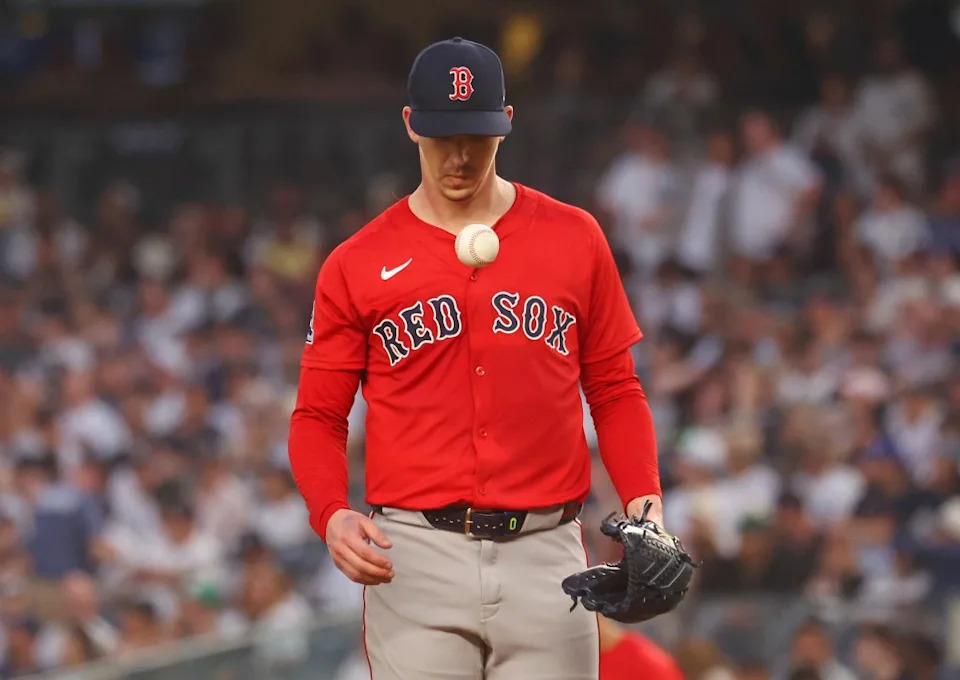 Walker Buehler reacts during a June 2025 start for the Red Sox. Robert Sabo for the NY Post