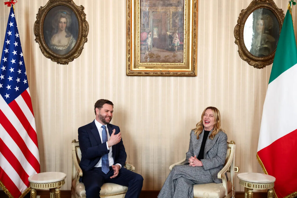 Vance attends Olympic skating, then meets with Italian Prime Minister Meloni