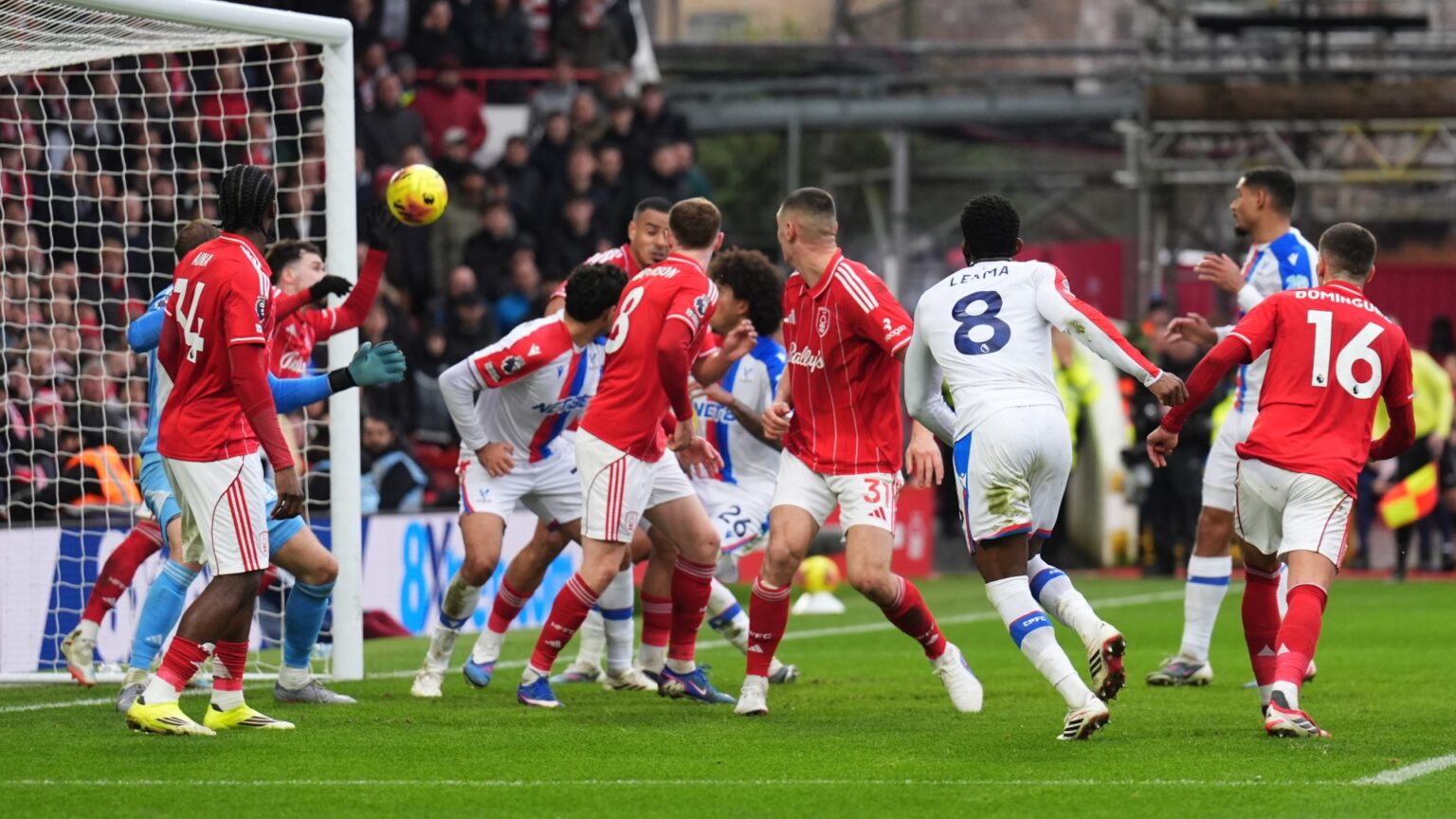 ‘Great save’ joke fans as Neco Williams SENT OFF for ‘brainfart’ handball on the line to gift Palace equaliser vs Forest