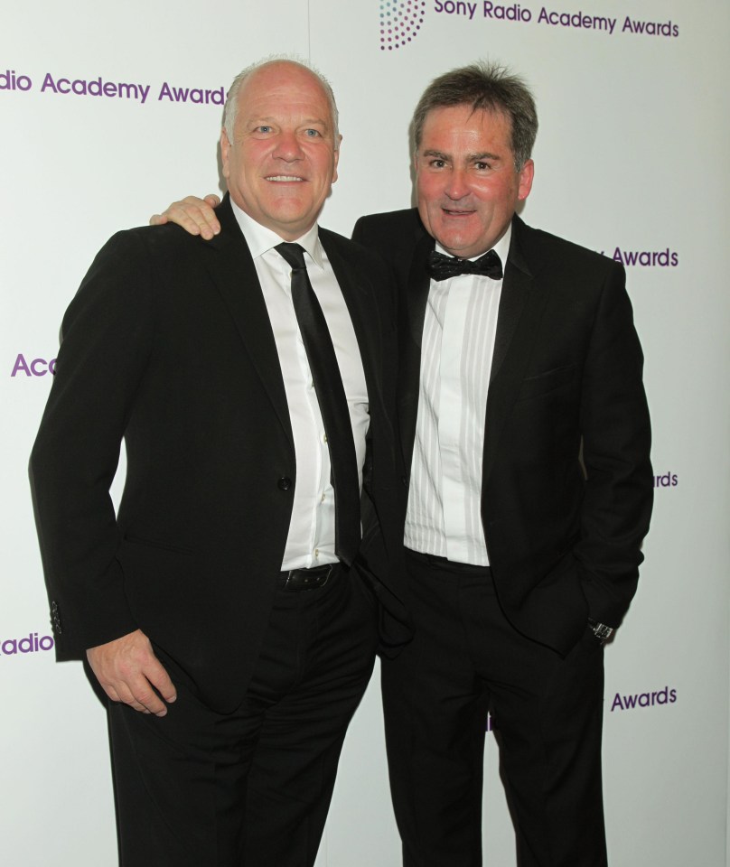 Andy Gray and Richard Keys posing for a photo at the Sony Radio Academy Awards.