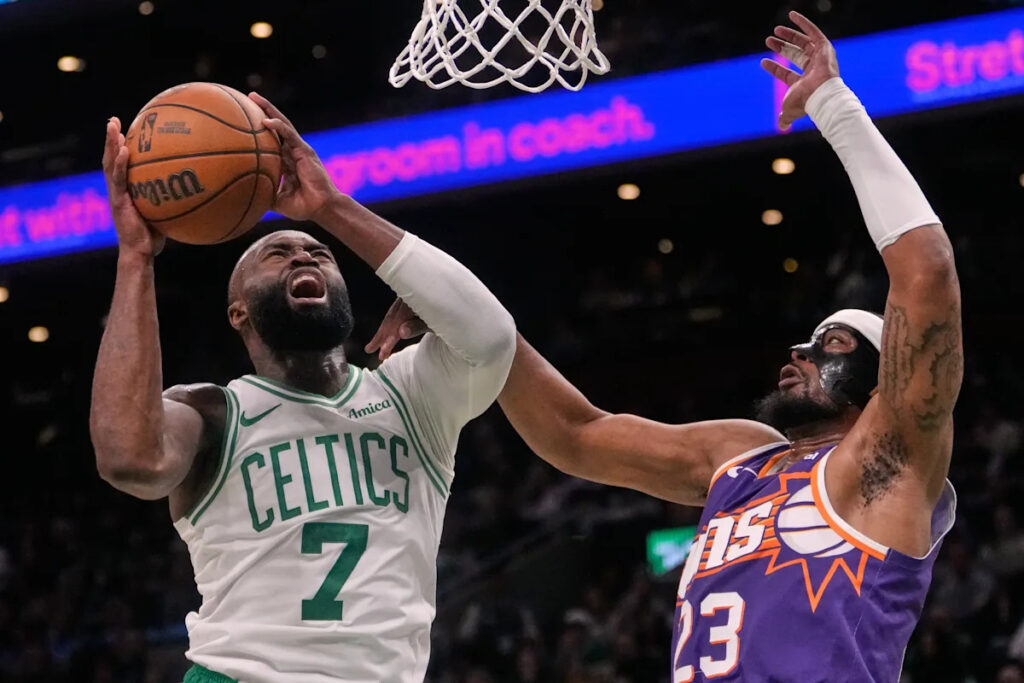 Jaylen Brown scores 18 of his 41 points in the fourth quarter to help Celtics beat Suns 120-112