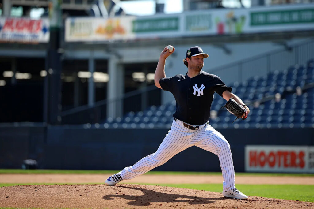 Gerrit Cole works around two hits, shows improved velocity in first Yankees start since Tommy John surgery