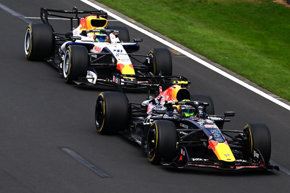 Arvid Lindblad (following) was one of the drivers whose rapid starts put them ahead of where they might ordinarily be in the opening laps.