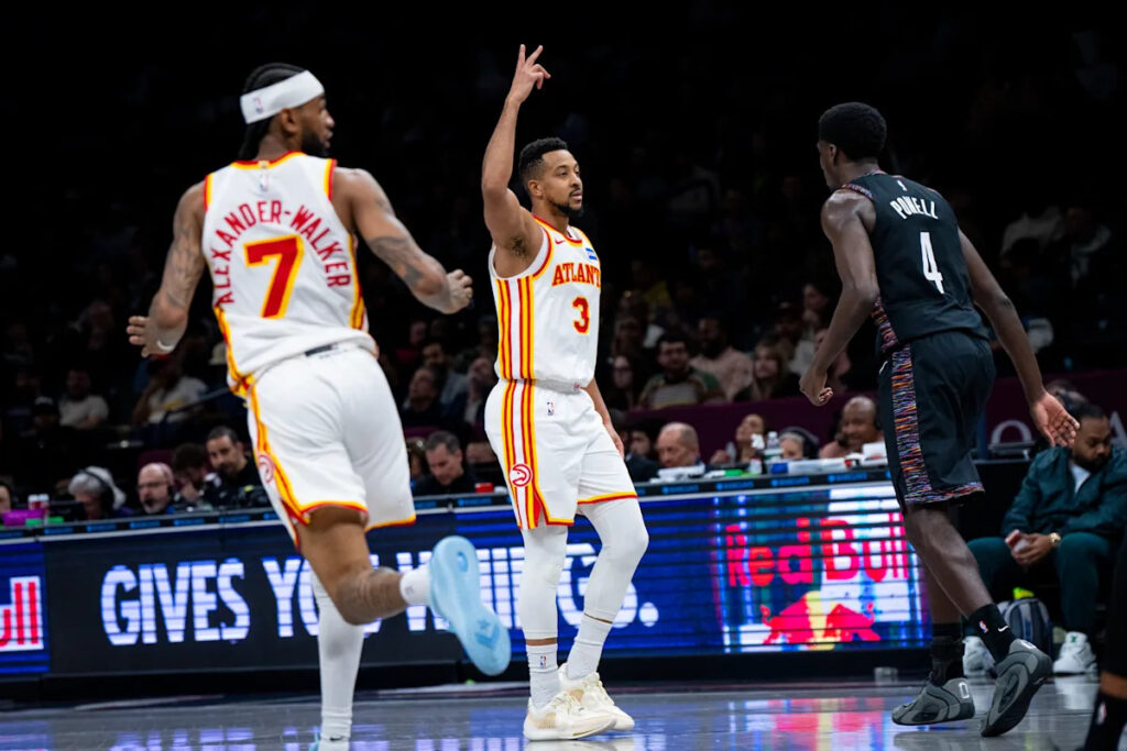 Hawks beat the Nets 141-107 for their 4th straight win and 18th in 20 games Hawks beat the Nets 141-107 for their 4th straight win and 18th in 20 games