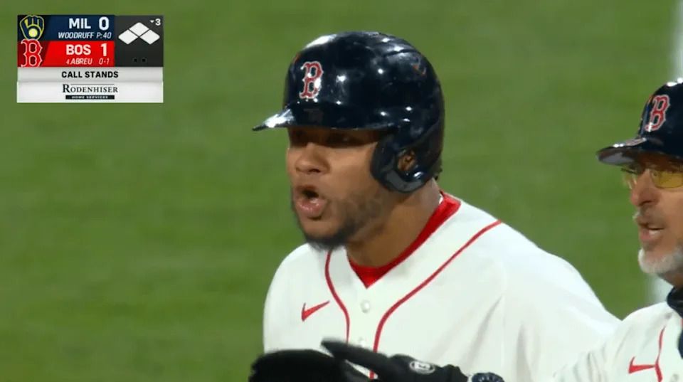 Willson Contreras continues to yell at Brewers starter Brandon Woodruff after getting hit by pitch. X @SleeperMLB