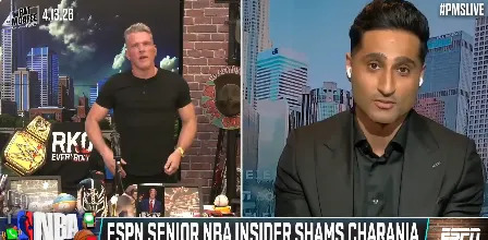 Shams Charnia appears on “The Pat McAfee Show.” @PatMcAfeeShow/X