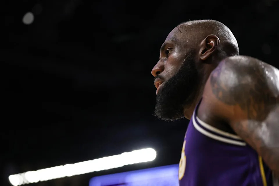 LeBron James looked exhausted near the end of Game 5.