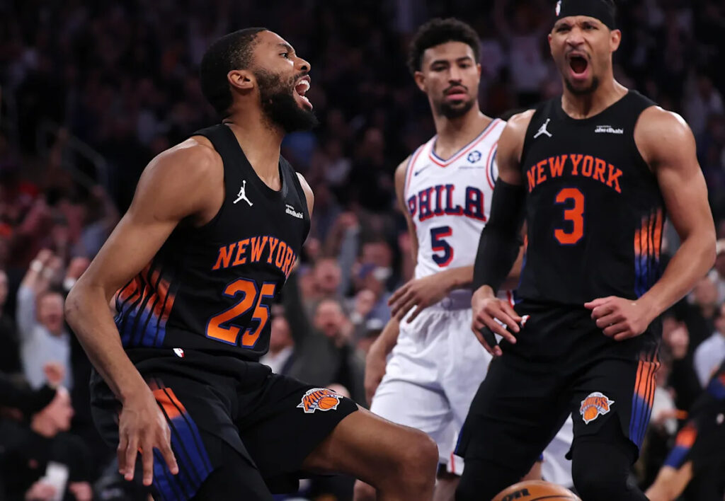 Knicks win back-and-forth battle with Joel Embiid-less 76ers, take 2-0 series lead