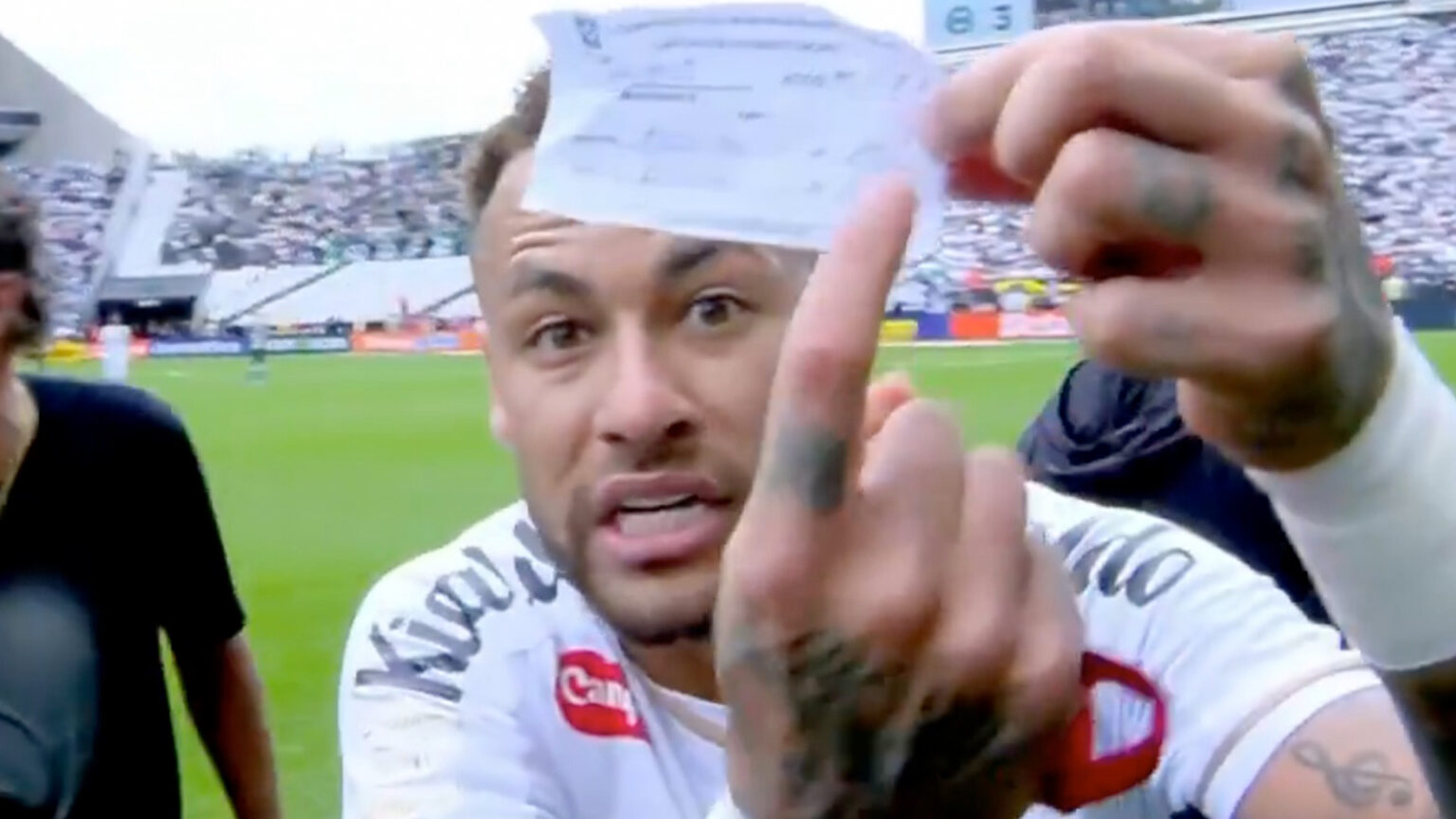 Fuming Neymar waves slip in referee’s face as officials order Brazil icon to be substituted against his will Fuming Neymar waves slip in referee’s face as officials order Brazil icon to be substituted against his will