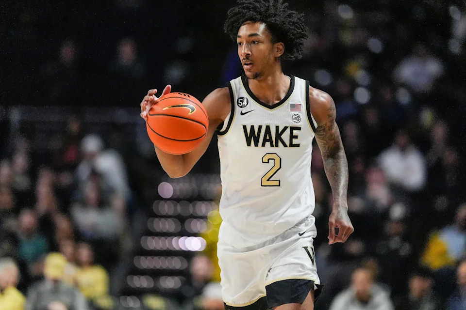 Wake Forest Demon Deacons forward Juke Harris (2) brings the ball up court during the first half against the Syracuse Orange at Lawrence Joel Veterans Memorial Coliseum.