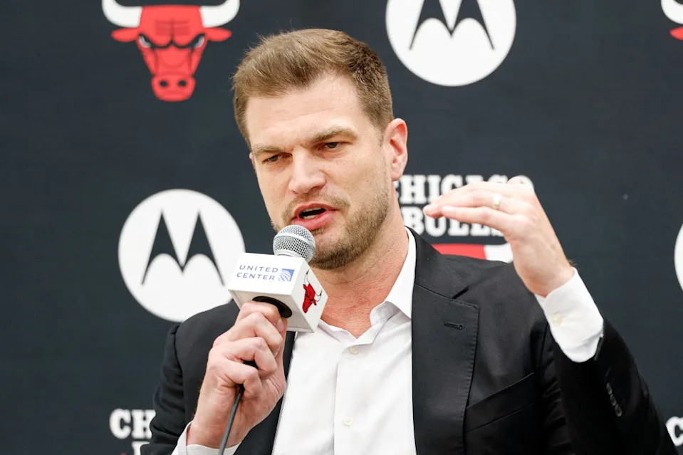 New Bulls head coach Tiago Splitter speaks during a press conference at Advocate Center. IMAGN IMAGES via Reuters Connect
