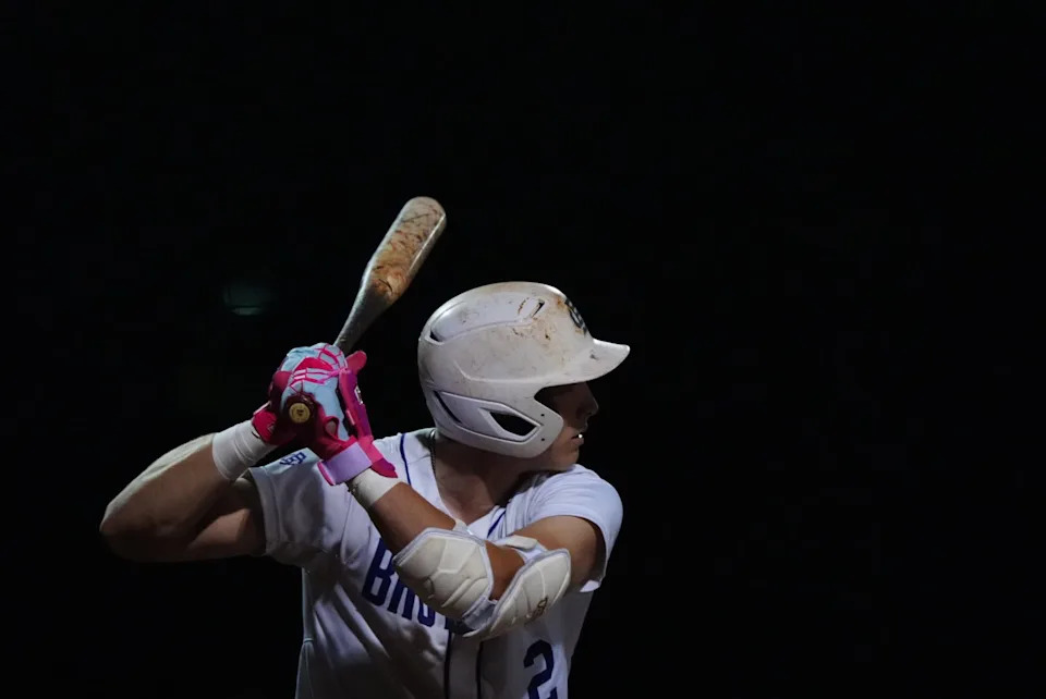 CBHS’ Will Brick prepares to swing against Briarcrest’s Phinn Beaird during a baseball game on April 13, 2026 at Christian Brothers High School in Memphis, Tenn.