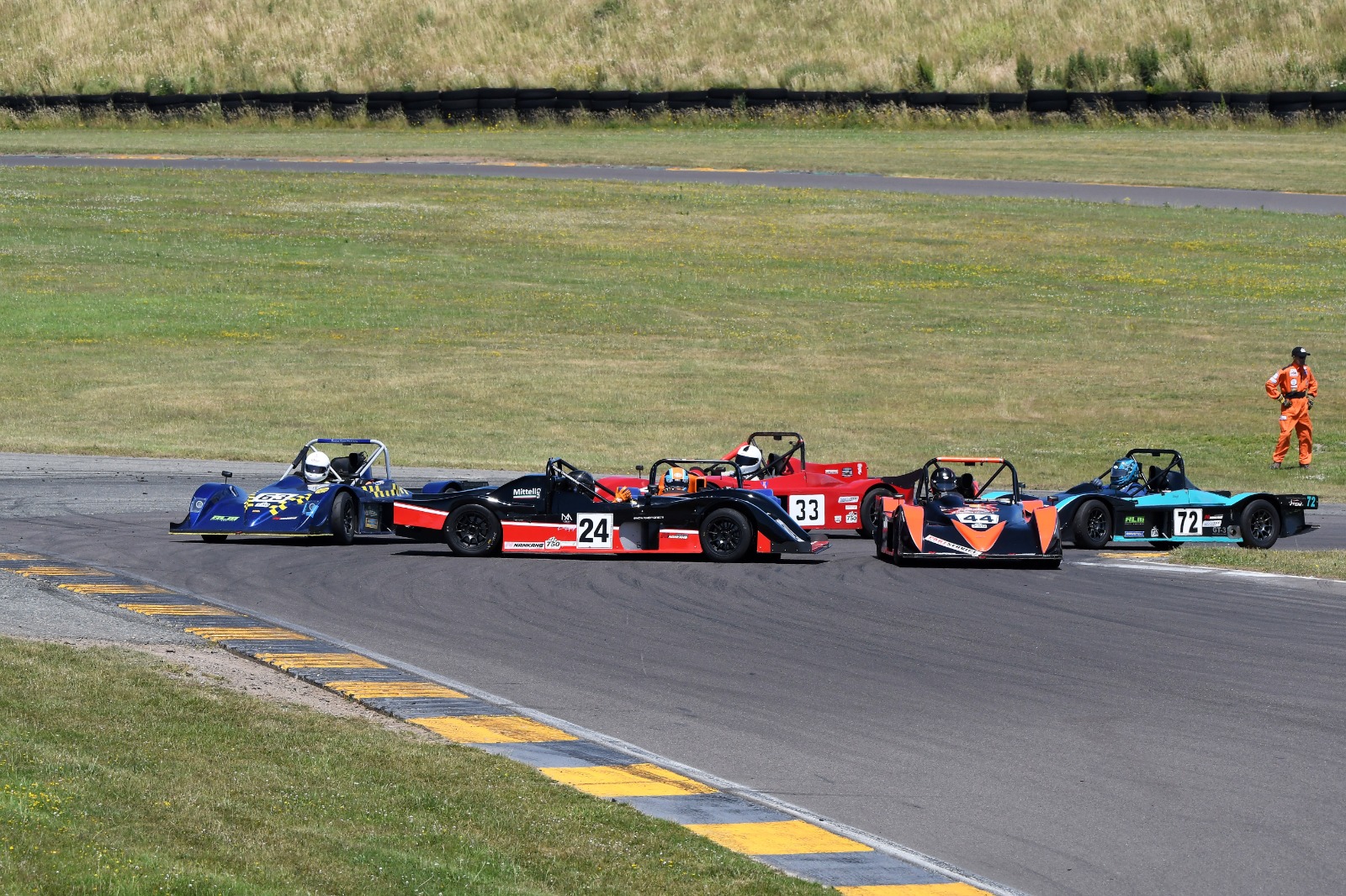 Osbaldeston spun out of the opener but later overcame false start penalty to win
