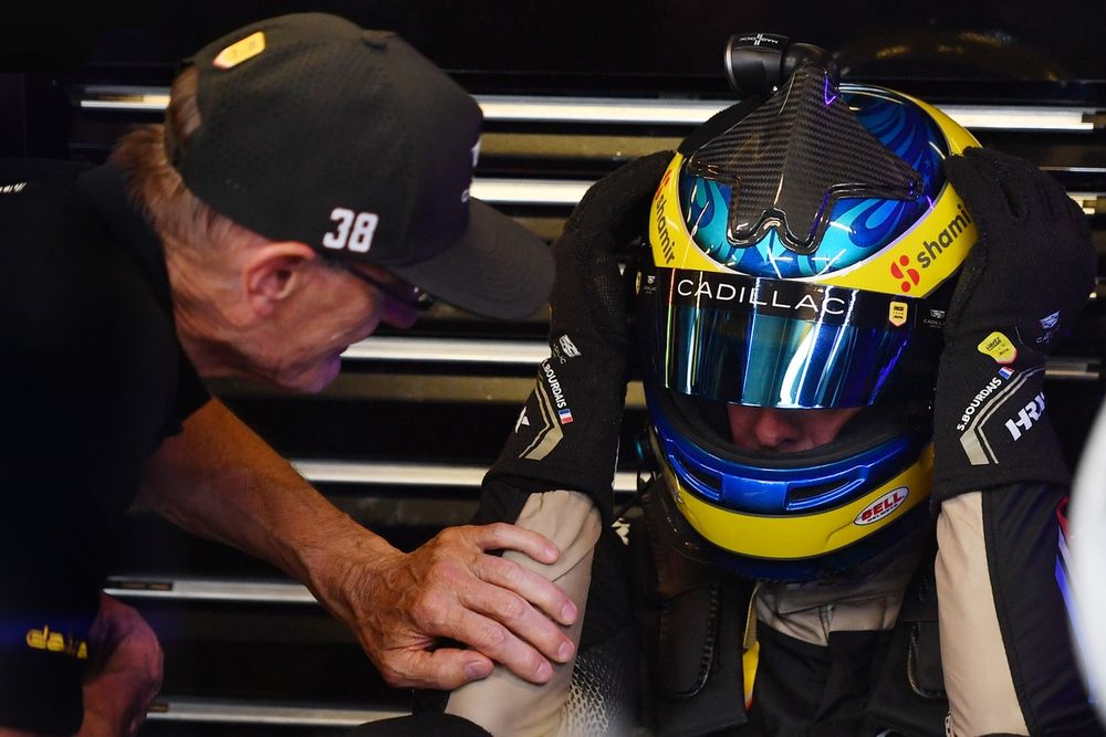 Bourdais was consoled by his father Patrick after encountering the terminal power steering issue