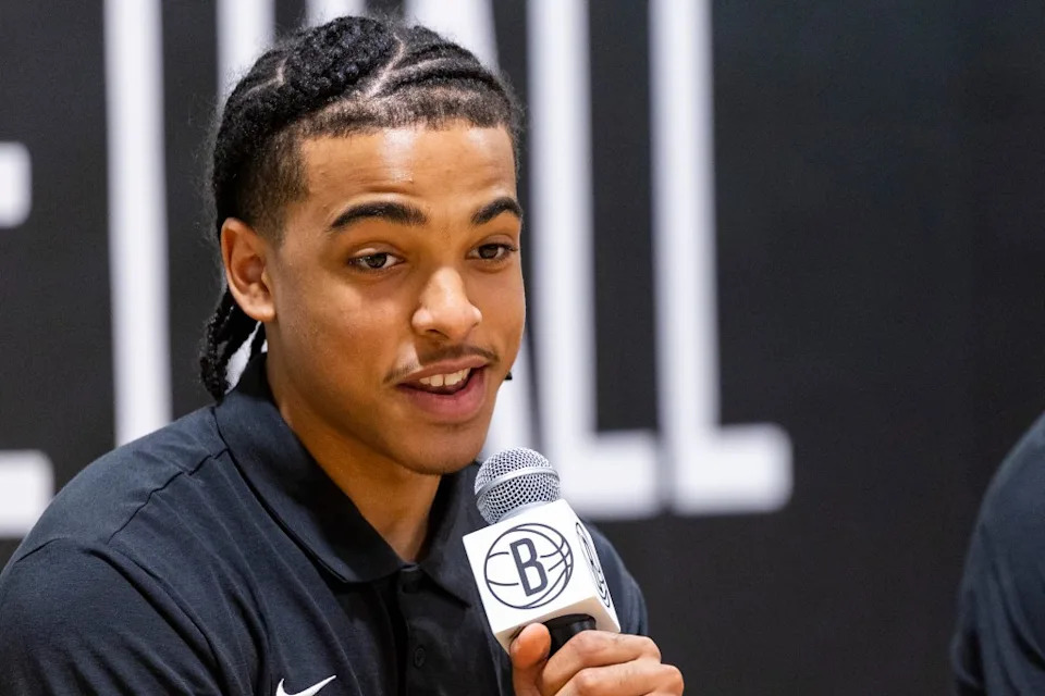 Nets top draft pick Mikel Brown speaks to the media during an NBA Draft press conference at the Brooklyn Basketball Training Center on June 29, 2026. Corey Sipkin for New York Post