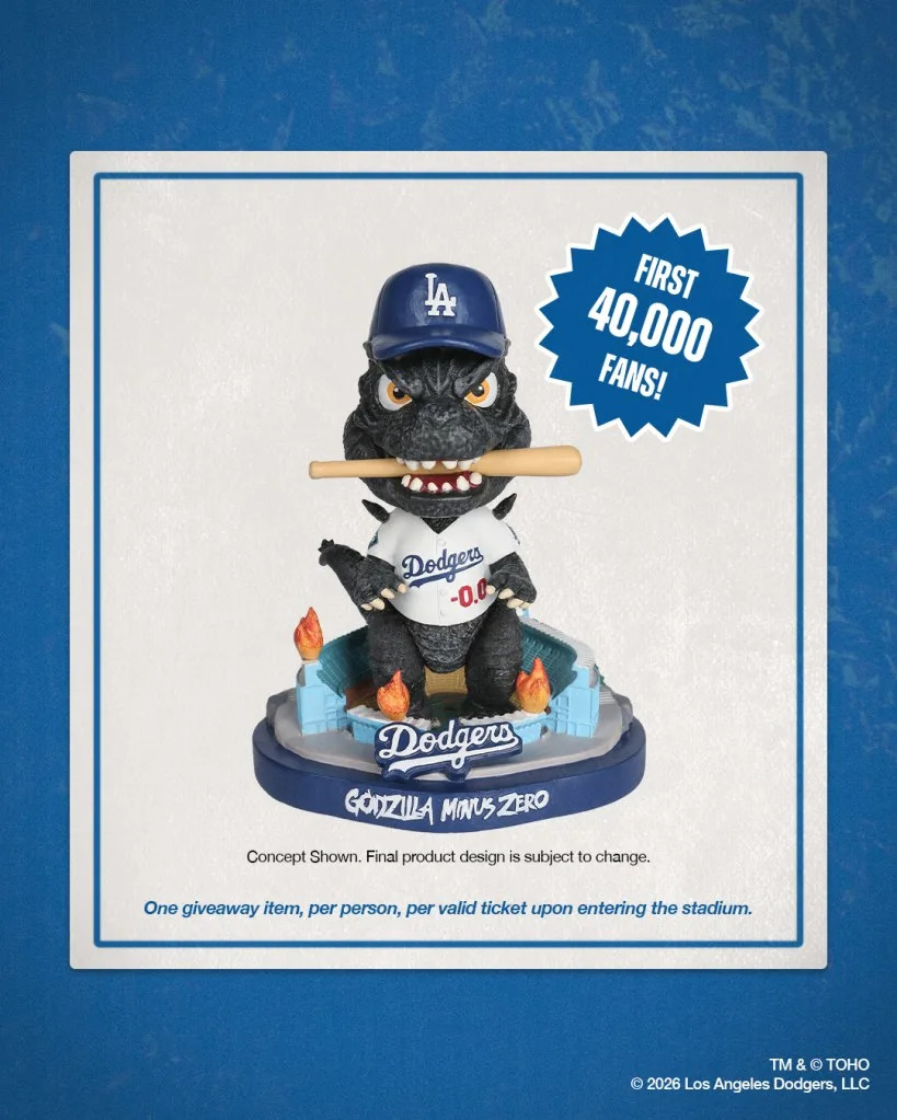 40,000 bobbleheads will be given out during the Sept. 24 showdown. Instagram/godzilla_toho