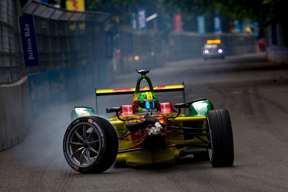Di Grassi managed to rejoin the pitlane in his badly damaged Audi