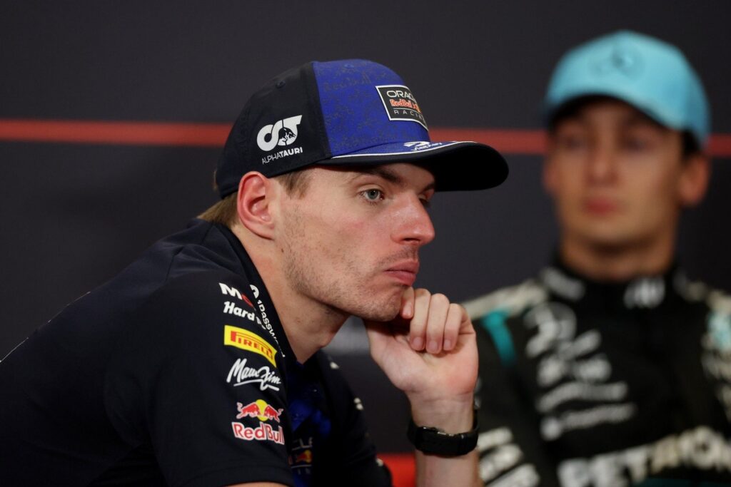 Why Verstappen says 0.196s Baku finish-line gap to Russell is slightly misleading Why Verstappen says 0.196s Baku finish-line gap to Russell is slightly misleading