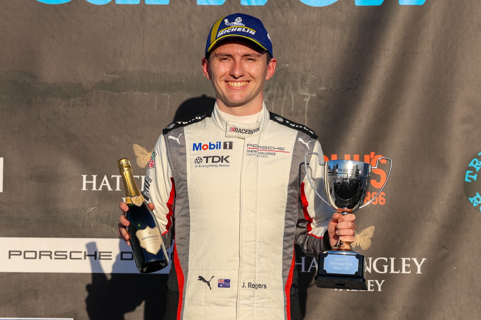 Rogers' hat-trick puts him just 15 points behind his team-mate as his trophy haul grows